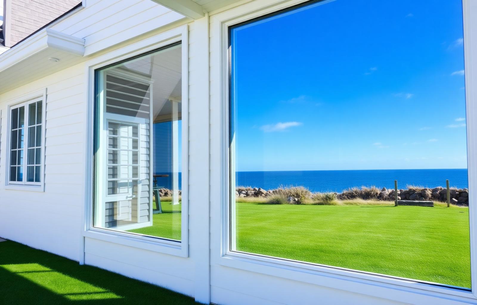 Pristine clean windows on a coastal Maine home